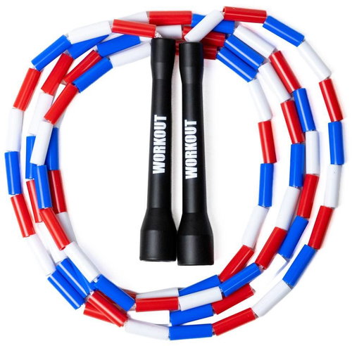 WORKOUT Children's Beaded Skipping Rope, Adjustable, Tricolour - Skipping Rope - Main image