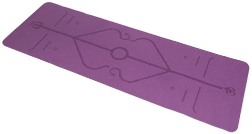 Acra YOGA MAT Purple, with position lines - Exercise Mat - Main image