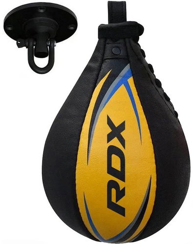 RDX S2 Leather Speed Bag, Yellow/Blue - Punching Bag - Main image