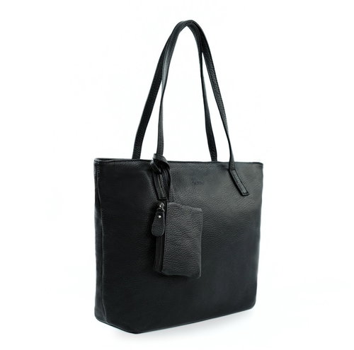 SOLIER Kožená shopper kabelka Solier Rillia na rameno, černá Main image SOLIER Kožená shopper kabelka Solier Rillia na rameno, černá - Handbag - Main image
