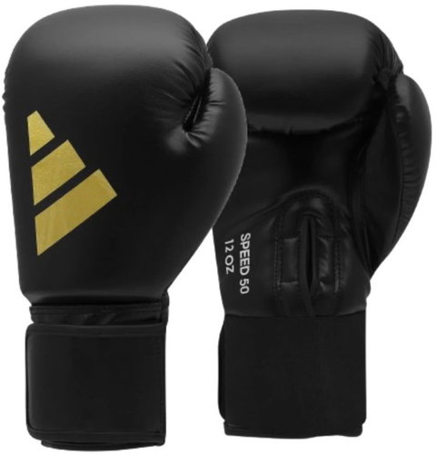 Adidas Boxing Gloves Speed 50 - Black / Gold - 6 oz - Boxing Gloves - Main image