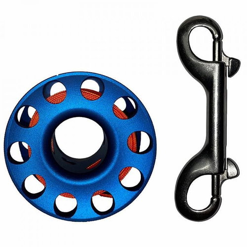 Agama Reel Alu 30 m with carabiner, blue - Spool - Main image