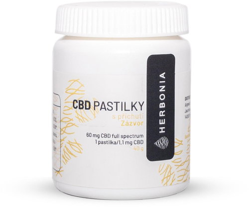 Herbonia Hemp ginger lozenges, 60 mg CBD, 40 pcs - Dietary Supplement - Main image