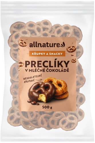 Allnature Preclíky v mléčné čokoládě 500 g - Pretzels - Main image