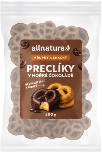 Allnature Preclíky v hořké čokoládě 500 g - Pretzels - Main image