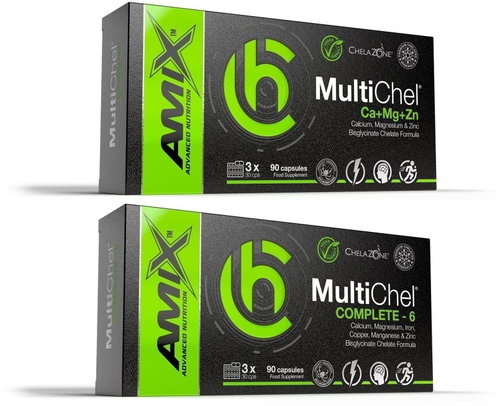 Amix Nutrition MultiChel Complete 6, 90 cps + ChelaZone MultiChel Ca + Mg + Zn, 90cps - Minerals - Main image