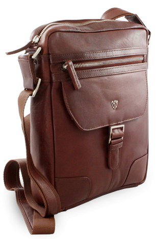 Arwel brown leather shoulder bag / crossbag William - Shoulder Bag - Main image