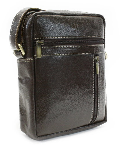 Arwel coffee brown leather shoulder bag / crossbag Ersi - Shoulder Bag - Main image