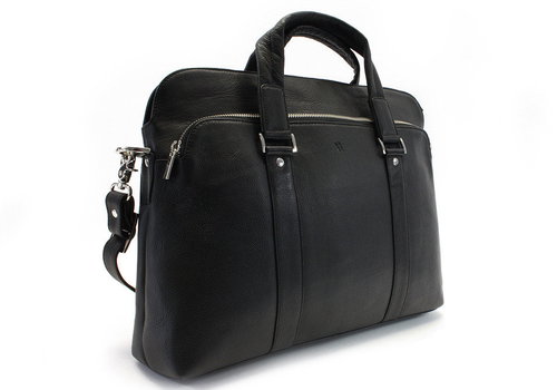 Arwel black leather Catalina laptop bag - Laptop Bag - Main image