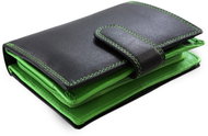 Arwel Black/Green Leather Wallet - Wallet