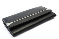 Arwel Athina Black/Grey Leather Wallet - Wallet