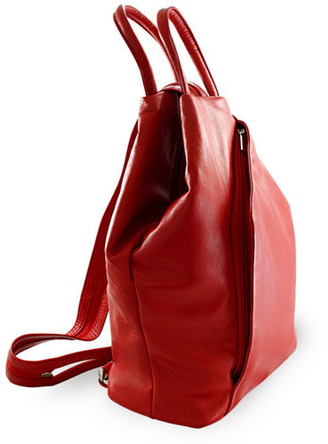 Arwel Hazelien leather backpack / handbag 2 in 1, red - Backpack - Main image