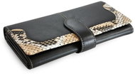 Arwel Abigail Black Leather Ladies' Purse with Snakeskin Pattern - Wallet