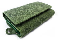 Arwel Aspasia Patterned Medium Green Leather Wallet - Wallet