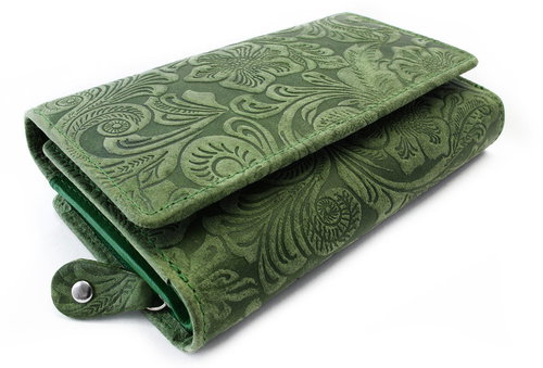 Arwel Aspasia Patterned Medium Green Leather Wallet - Wallet - Main image