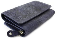 Arwel Medium Blue Leather Aspasia Pattern Purse - Wallet