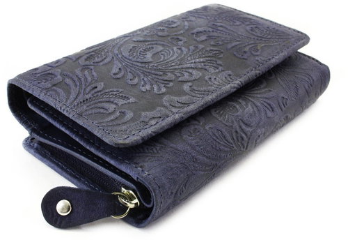 Arwel Medium Blue Leather Aspasia Pattern Purse - Wallet - Main image