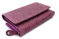 Arwel Aspasia Patterned Purple Leather Medium Wallet - Wallet