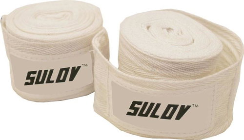 Sulov boxing bandages nylon 4 m, 2 pcs, white - Boxing Wraps - Main image