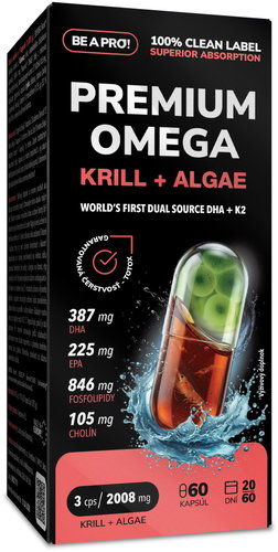 BE A PRO! Premium Omega Krill + Algae 60 kapslí - Omega 3 - Main image
