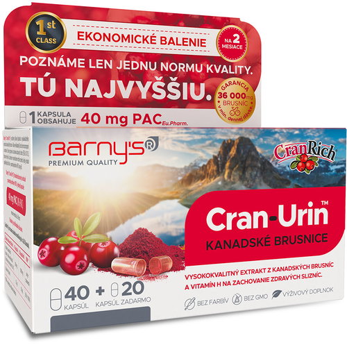 Barnys Cran-Urin kanadské brusinky 40 + 20 kapslí - Cranberries - Main image