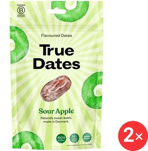 True Dates Dates with sour apple flavour 2 x 100 g - Dried Fruit - Main image