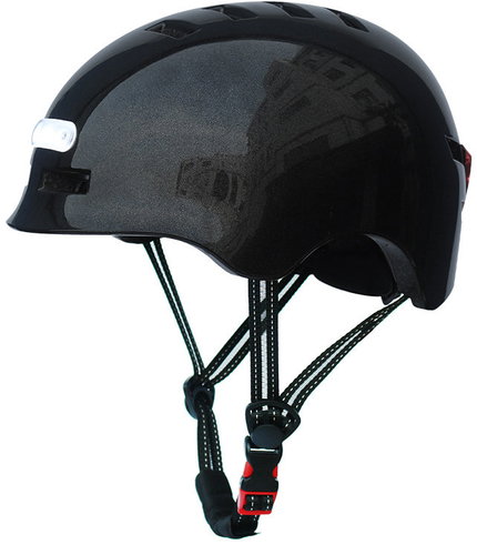 BlueTouch Safety Helmet with LED - black, glossy, S - Bike Helmet - Main image