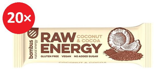 Bombus Raw Energy Coconut&Cocoa 20 x 50g - Raw Bar - Main image