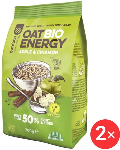 BOMBUS oat BIO energy 2 x 300 g, Apple&Cinnamon - Oatmeal - Main image