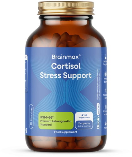 BrainMax Cortisol Stress Support 30 rostlinných kapslí - Ashwagandha - Main image