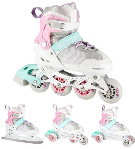 NILS EXTREME Skates 4in1 NH18192 S (29-33) white and pink - Roller Skates - Main image