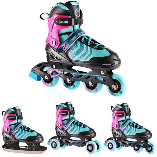 NILS EXTREME Skates 4in1 NH18192A S (29-33) black and purple - Roller Skates - Main image