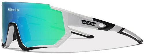 Kingseven Cycling goggles LS910 White - black / glass green C12 - Cycling Glasses - Main image