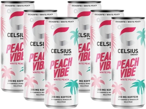 Celsius Peach Vibe - Peach - 6 x 355 ml - Sports Drink - Main image