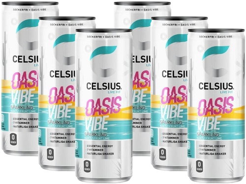 Celsius Oasis Vibe - Lime / Cactus - 6 x 355ml - Sports Drink - Main image