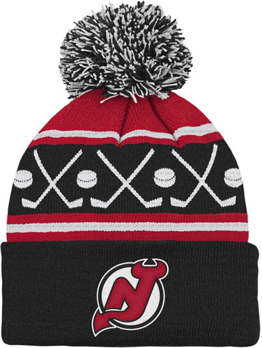 Outerstuff New Jersey Devils NHL Face-Off Cuff Pom toddler's winter hat - Winter Hat - Main image