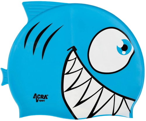 Acra Children's Piranha Swimming Cap, Blue - Bathing Cap - Main image