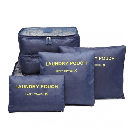 Zaparkorun Practical travel bags and travel organizers, 6 pcs, dark blue - Packing Cubes - Main image