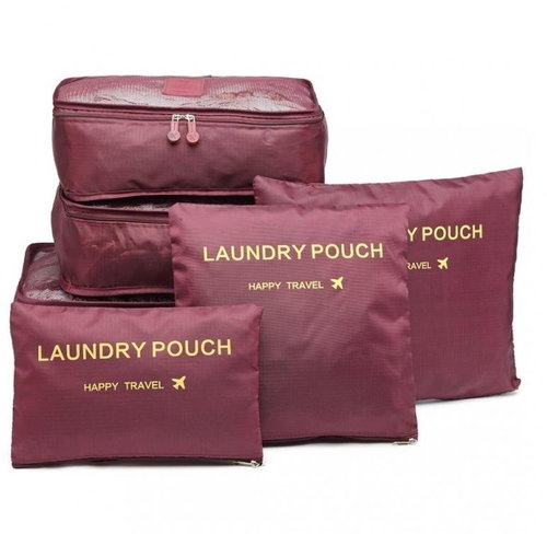 Zaparkorun Practical travel bags and travel organizers, 6 pcs, burgundy - Packing Cubes - Main image
