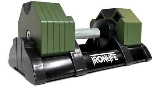 IRONLIFE Adjustable dumbbells 2 - 20 kg, hexa army, pair - Dumbell - Main image