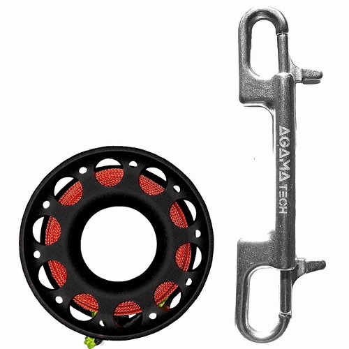 Reel Agama Tech Alu 15 m with carabiner, black - Spool - Main image