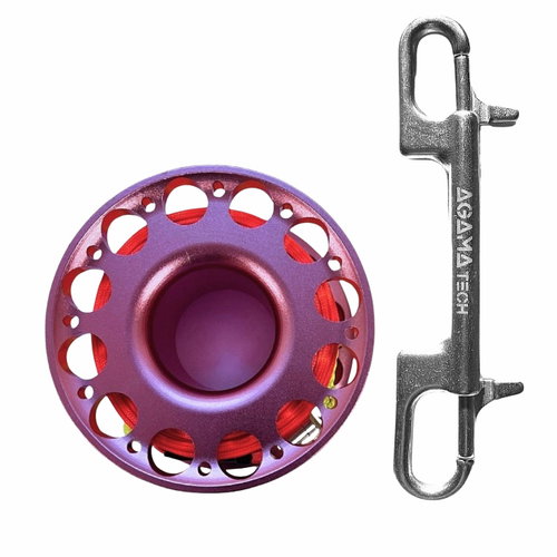 Agama Tech Alu 30 m with carabiner, pink - Spool - Main image