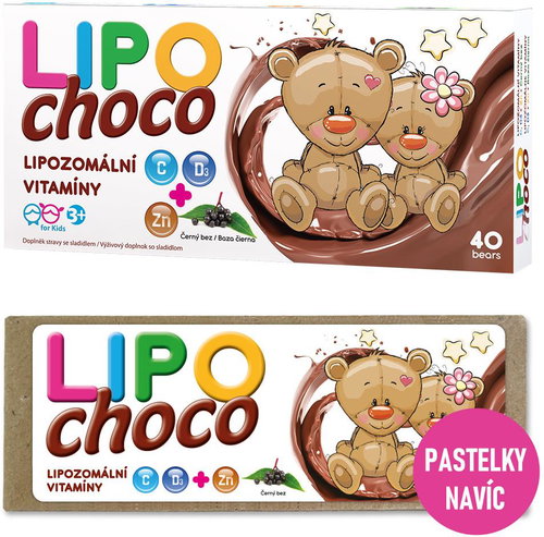 LIPOchoco liposomal vitamins C+D3+Zn, 40 chocolate bears - Vitamins - Main image