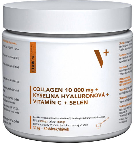 Clinical Collagen 10000 mg + Kyselina hyaluronová + Vitamín C + selen 313 g mango - Colagen - Main image