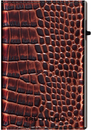 Click & Slide Sleek Croco, Brown/silver - Wallet - Main image