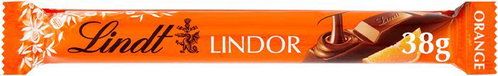 Lindt LINDOR Milk chocolate bar with orange flavour, 38 g - Chocolate - Main image