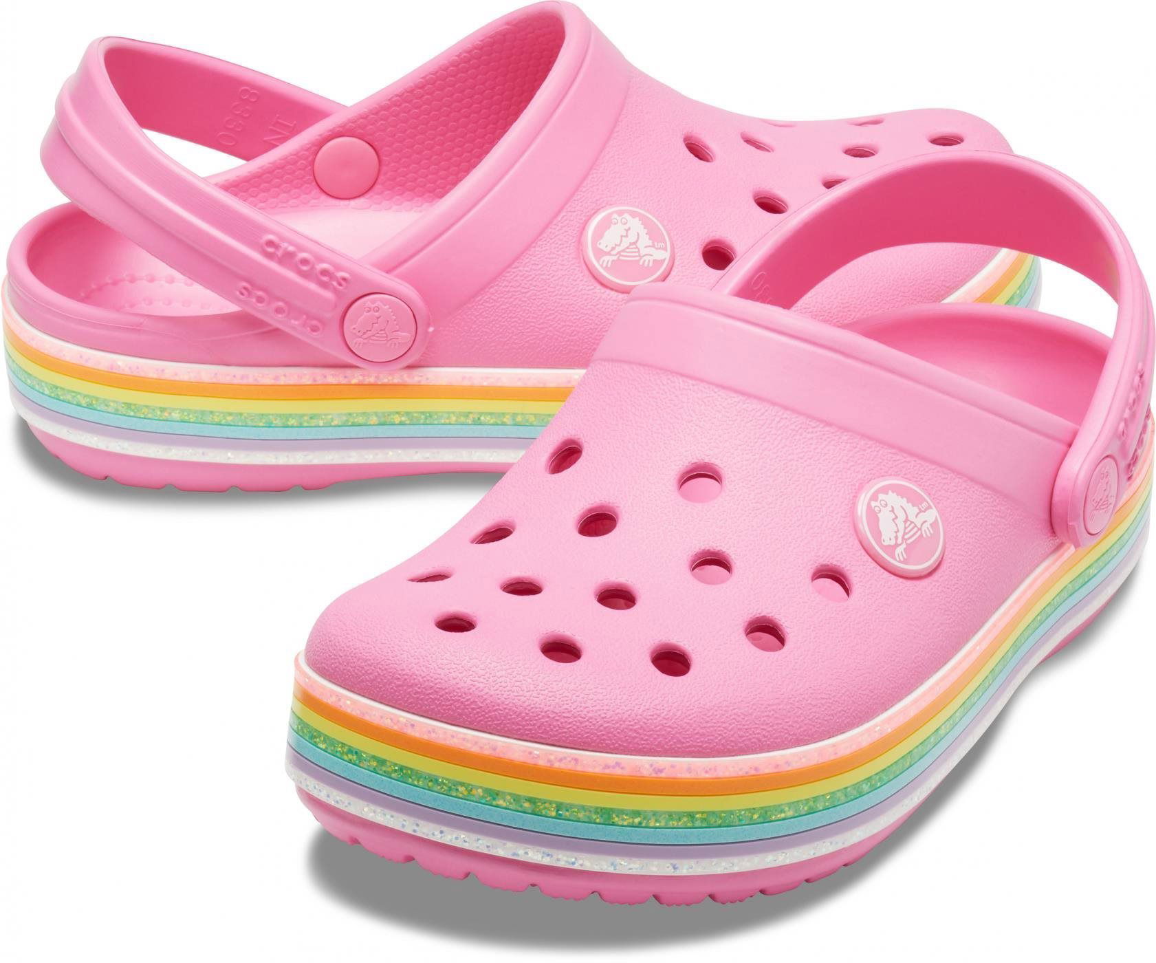 Pink rainbow outlet crocs