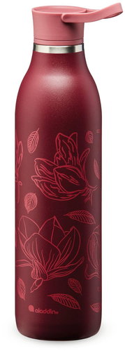 Aladdin CityLoop Thermavac eCycle Vacuum Bottle 600 ml, Burgundy Magnolia - red with print - Drinking Bottle - Main image
