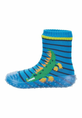 STERNTALER barefoot socks children's socks blue, crocodile 8362101, 22 - Baby Booties - Main image