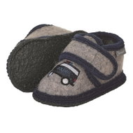 STERNTALER wool slippers, velcro, police car, helicopter, grey 5402000, 24 - Baby Booties